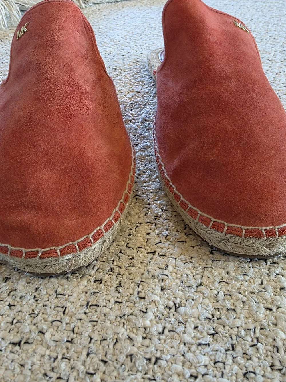 Michael Kors Coral Suede Leather Espadrille Mule Slides Slip On Shoes